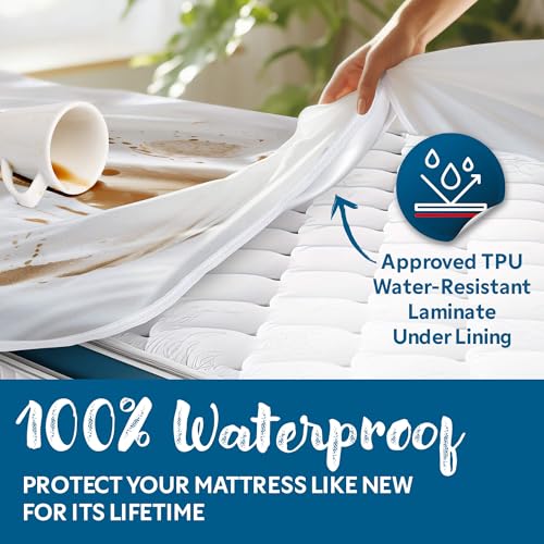 Guardmax Queen Mattress Encasement with Zipper, Waterproof, Bed Bug Proof, and Dust Mite Proof Mattress Protector for Queen Size Bed up to 12" Deep, Zippered All Around Jersey Knitted Mattress Cover