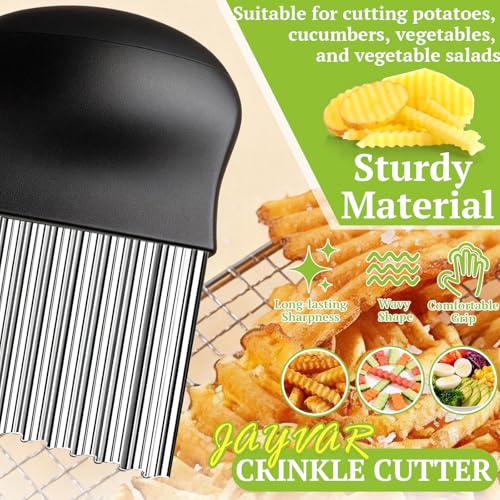 JAYVAR Crinkle Cutter, French Fry Cutter for Potatoes Stainless Steel Potato Carrot Chip Vegetable Crinkle Wavy Slicer