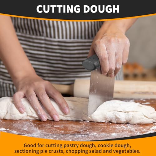 ALLTOP Bench Scraper & Chopper for Kitchen - Ideal Baking Essential Utensil,Stainless Steel Pastry/Dough/Food Cutter Tool for Cake Pizza Bread,Cooking - 1 Pack,Black