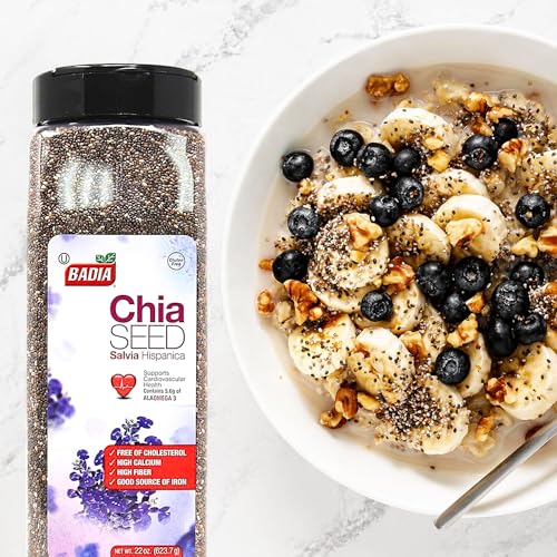 Badia Chia Seed, 22 oz – High Fiber, Omega-3, Protein, Energy Boost - Smoothies, Yogurt, Baking, Oatmeal
