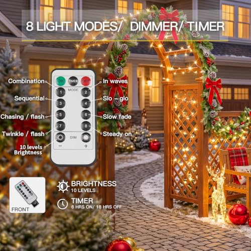 suddus Fairy Lights Battery Operated with Remote, 33ft 100 LED Dimmable Twinkle Lights with Timer, Waterproof Copper Wire String Lights for Bedroom