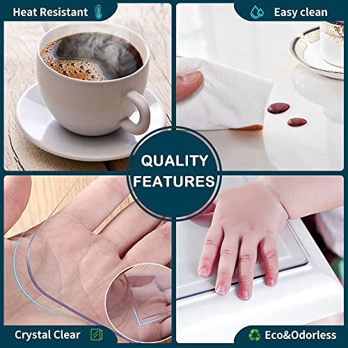 14x24 in Office Desk Blotter Mat Clear Plastic Table Protector Cover Pad PVC Transparent Topper Surface Proection Pad Anti Scratch Table Mat Glass Dinner End Waterproof Easy Clean