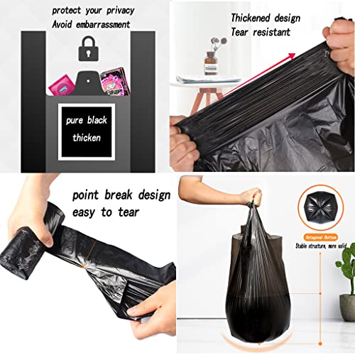 100 Count 4 Gallon Small Black Trash Bags, Durable PE Material, Handles, Breakpoints, 46x60cm