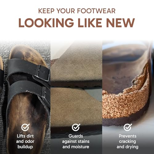 FORTIVO 4-in-1 Sandal and Shoe Cleaning Kit for Birkenstock – Premium Care Kit Safe for Leather, Suede, Nubuck & Cork - Includes Sealer, Protector Spray, Cleaner & Brush