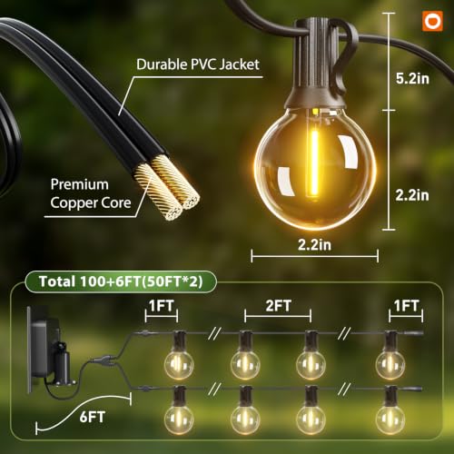 addlon 100FT 54LED Solar String Lights Outdoor Waterproof with Remote, USB