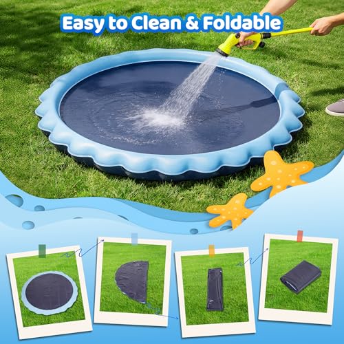 Meowant Splash Pad for Kids and Pet, Not-Slip Sprinkler Play Mat for Toddler and Dog, Summer Toys, Outdoor Backyard Baby Pool and Dog Pool, Children and Pet for Outside, 75"