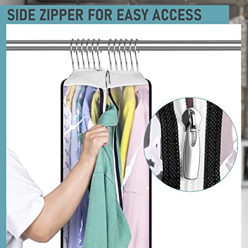 MISSLO 10" Gusseted All Clear Garment Bags for Hanging Clothes 3 Packs 40" Suit Bags for Closet Storage Hanging Clothes Storage Suit Cover for Shirts, Coats, Dresses
