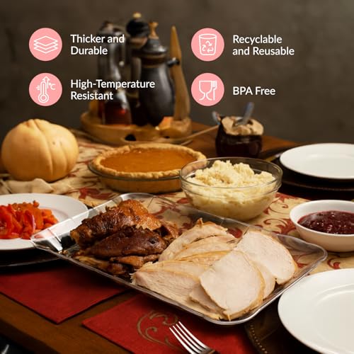Prestee 12-Pack Serving Tray - 9x13 Inches Disposable Rectangular Plastic Food Tray for Parties and Events - Clear Platters for Dessert Table Displays, Appetizers, Snacks, and More