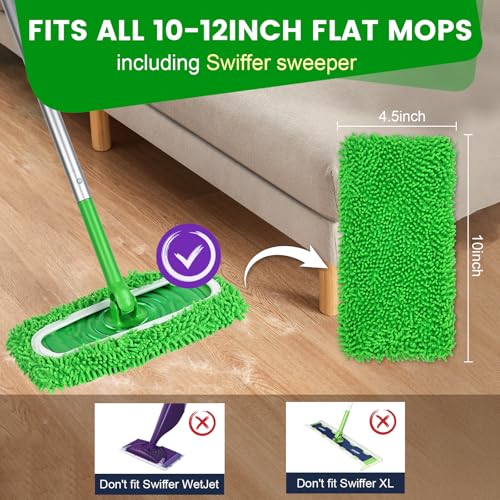 6Pcs Reusable Microfiber Mop Pads Compatible with Sweeper Mop, Replacement Wet Mopping pad Refills & Washable Dry Sweeping Cloths for Surface/Hardwood Floor Cleaning