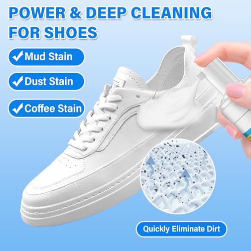 Shoe Cleaner, 6.76 fl oz Shoe Cleaning Kit with Brush and Towel, White Sneaker Cleaner for Removing Stains