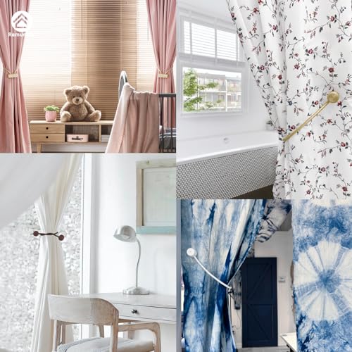 Remunkia Magnetic Curtain Tiebacks 4 Pack, Curtain Tie Backs Holder, Outdoor Curtains Tiebacks Window Treatment Holdbacks with Strong Magnet Modern Rope Tiebacks Decorative All Drape Curtains - Beige
