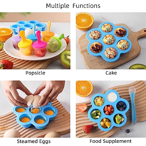 Silicone Popsicle Molds, Ice Pop Molds, Storage Container for Homemade Food, Kids Ice Cream DIY Pop Molds - BPA Free (Blue)