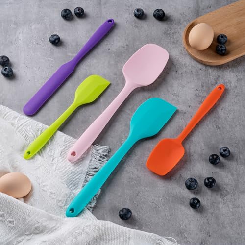 Silicone Spatula Set, 5 Piece Food Grade Rubber Spatulas for Baking, Cooking, and Mixing High Heat Resistant Non Stick Dishwasher Safe BPA-Free (Multicolor)