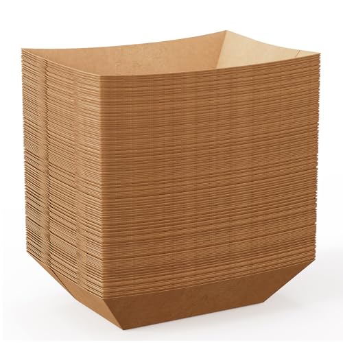 JOLLY CHEF 3lb Paper Food Trays,250 Pack Disposable Boat, Extra Large Food Serving Holder Tray for Gameday,Party, Nachos, Hot Dogs, Taco, French Fries