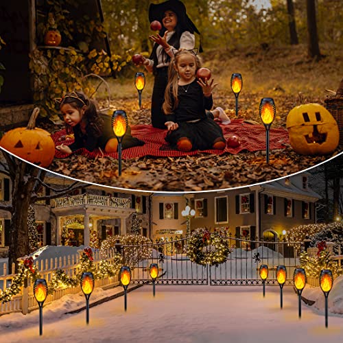 IkeeRuic Solar Torch Light with Flickering Flame for Halloween Decorations
