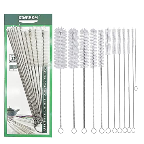 12 PCS Straw Cleaner Brush kit with 2mm-25mm /6.5-10 INCH for Tube and Pipe.Tumbler, Sippy Cup, Bottle with Straw,Hummingbird feeders and Drinking Straw, Brushes for Cleaning Tanks