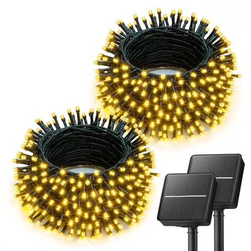 Brightown 2 Pack Solar String Lights Outdoor Waterproof, 80 FT 200 LED