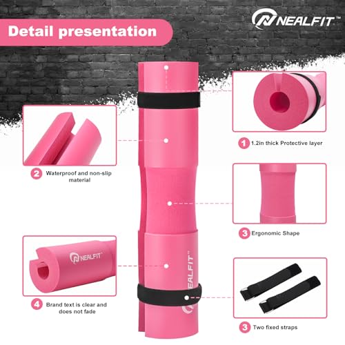 NEALFIT Barbell Pad Squat Pad for Squats—Squat Bar Pad—Great for Weightlifting,Lunges and Hip Thrusts—Foam Sponge Pad—Fit Standard and Olympic Bars Perfectly