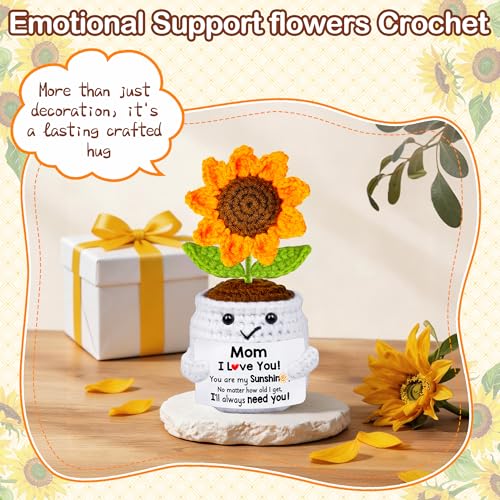 Mothers Day Mom Gifts for Mom, Gifts for Moms from Daughter Son, Mother's Day Birthday Gift for Moms Mommy Mother in Law Step Mama, Handmade Crochet Sunflower Doll I Love You Sweet Gift for Mum