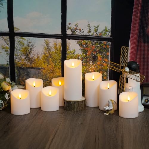 Nimiko Flameless Candles with Remote, Battery Operated Flickering Flameless Candles, LED Candles with Timer 2/4/6/8H, with Realistic LED Candles Set
