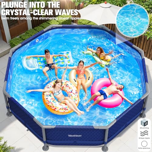Above Ground Pool,10ft x 30in Frame Deep Swimming Pool,Round Family Pool,Large Above Ground Pool Easy Set,1200 Gallon Pool,Outdoor Backyard Pool for Kids,Adults-Blue,Pump Not Included