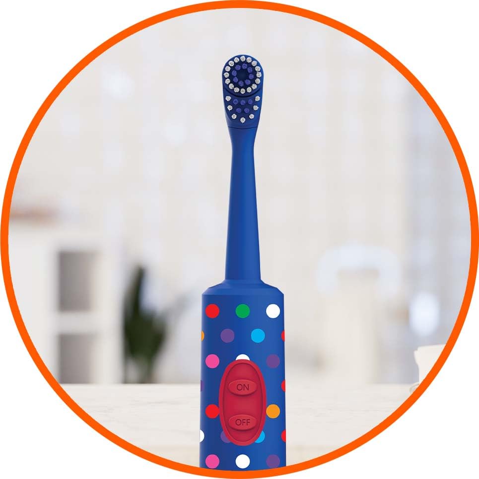 Basics Kids Electric Toothbrush, Battery Powered, Soft Bristles, Oscillating Brush Head, Ages 4+, 2 Count, 1-Pack (Previously Solimo)
