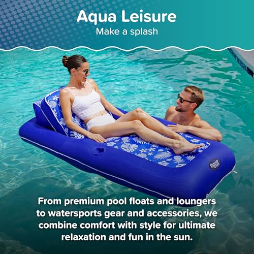 Aqua Inflatable Tanning Pool Lounger, Premium Pool Float with Cupholders and Removeable Pillow for Relaxation and Fun
