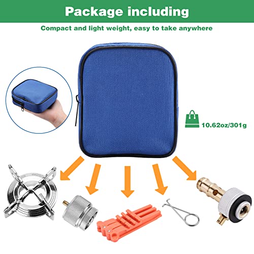 WADEO Portable Camping Stove Burner, Backpacking Stove with 1LB Propane Tank Adapter, Fuel Can Canister Stand and Carry Case, Portable Collapsible Propane Camping Burner for Outdoor Cooking