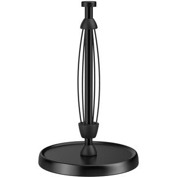 Paper Towel Holder Countertop, One-Handed Tear, Stainless Steel, Weighted Base, Black, Paper Towel Roll Holder Stand with Ratchet Mechanism