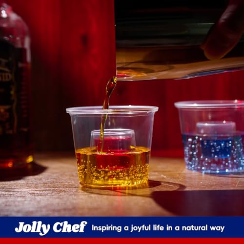 JOLLY CHEF 200 Disposable Bomber Cups Jager Bomb Shot Glasses plastic, Highly Durable and Reusable Shot Cups,Perfect for Wedding, Thanksgiving, Halloween, Christmas Party
