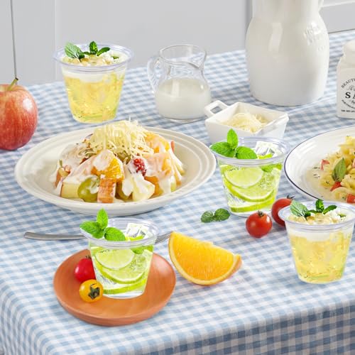 Lamosi 100 Pack 9 oz Clear Plastic Cups, Disposable Cups Wine Cocktail Punch, Sturdy & Food Safe Plastic Cup for Party & Wedding