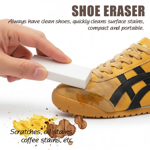 Suede Brush and Eraser, Suede Shoe Cleaner with Crepe & Brass Bristle Brush and Suede Eraser, Safe Effectively Solves Stubborn Stains on Sneaker Leather, Suede, Nubuck Care