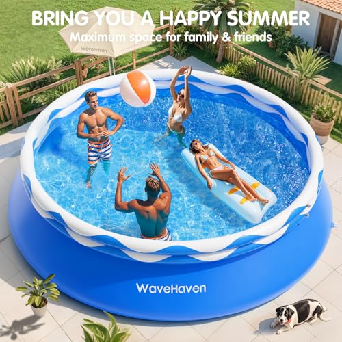 Easy Set Pool with Pool Lights, Upgraded Above Ground Pool,Large Inflatable Swimming Pool for Adults Round Pool,Quick Set Inflatable Top Rings Above Ground Swimming Pool 8ftx30in