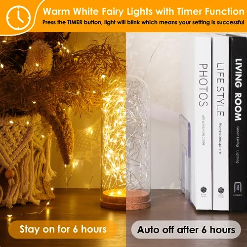 Mlambert 3 Pack 99FT Battery Operated Fairy Lights with Remotes, Warm White