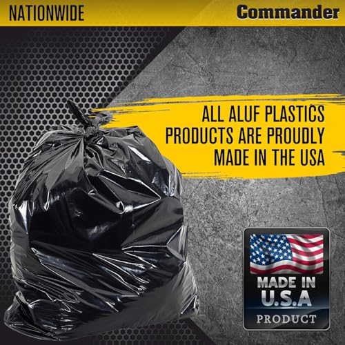 Commander 55 Gallon 3 MIL (eq) Heavy Duty Contractor Bags with Flap Ties - 36" x 56" with flaps - Pack of 10 - For Contractor, Industrial, & Outdoor