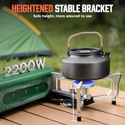 BIG HORN OUTDOORS Butane Camping Stove, Portable Folding Gas Burner with Carry Bag for Camping, Emergency Use and Outdoor Cooking