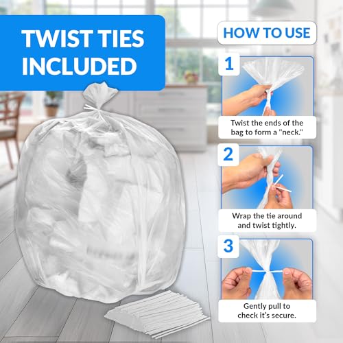 Reli. 33 Gallon Trash Bags Heavy Duty | 50 Trash Bags with Ties | Super Sizeable, Clear, Serious Garbage Cleanup