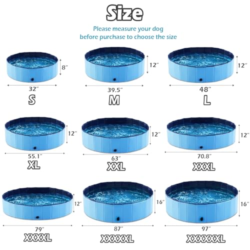 Jasonwell Foldable Dog Pet Bath Pool Collapsible Dog Pet Pool Bathing Tub Kiddie Pool Doggie Wading Pool for Puppy Small Medium Large Dogs Cats and Kids 48" Blue