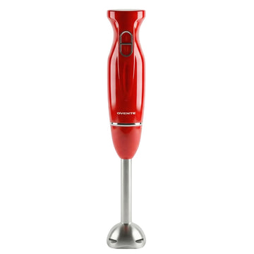 OVENTE Immersion Hand Blender, 300W Corded Electric Handheld Stick Mixer with 2 Mixing Speeds and Stainless Steel Blades for Smoothies - Red Hs560r