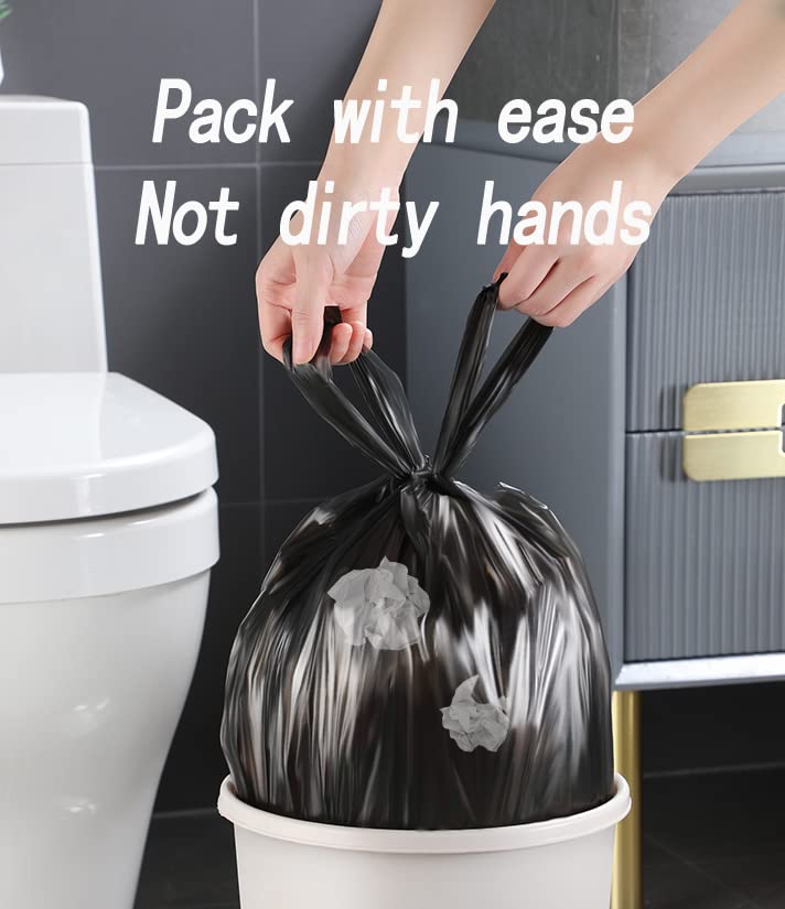 100 Count 4 Gallon Small Black Trash Bags, Durable PE Material, Handles, Breakpoints, 46x60cm