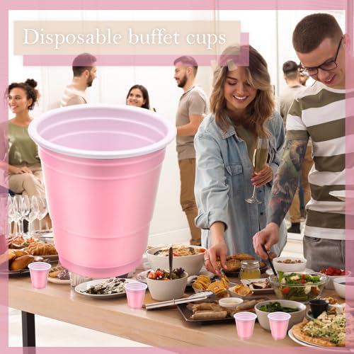 30 Pcs Disposable 2oz Shot Glasses Plastic Cups for Wedding, Graduation Party, Beer Sample Taste Serving, Birthday (Light Pink)