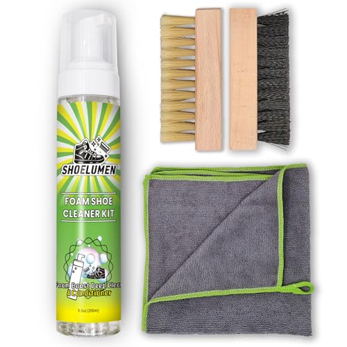 Shoe Cleaner Sneakers,8.5oz Shoe Cleaning Kit with 2 Brush,Shoe Cleaning Removes Dirt and Stain for White Shoes,