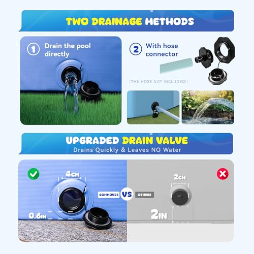 COMMOUDS Foldable Dog Pool for Large Dogs, Hard Plastic Dog Kiddie Swimming Pool, Collapsible Pet Bath Tub Wading Pools for Kids and Puppy Small Medium Dogs(63inch.D x 12inch.H)