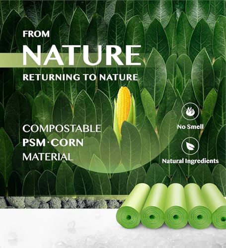 Compostable Trash Bags - FORID 13 Gallon Tall Kitchen Garbage Bags 80 Count Unscented Trash Can Liners 55 Liter Medium Wastebasket Bags for Bathroom Home Bedroom Office Garbage Can (5Rolls/Green)