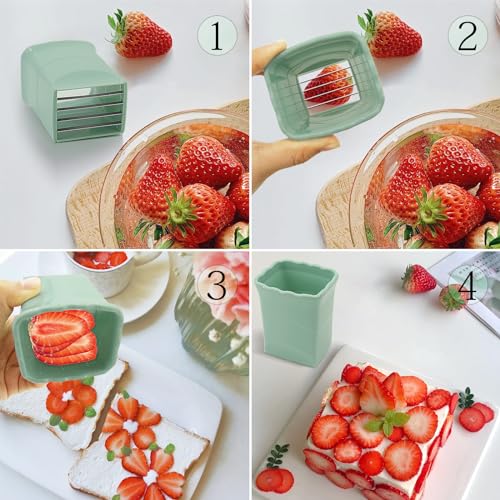 quskay 2-Pack Strawberry Slicer Cup Cutter: Fruit Cup Cutter Slicer Cup Chopper for Strawberries Egg Banana Slicer Quickly Making Fruit Vegetable Salad Strawberry Cutter Mini Slicer Kitchen Gadget