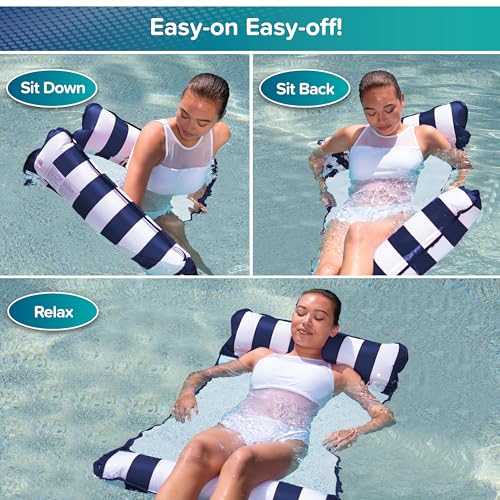 Aqua 4-in-1 Monterey Hammock Pool Float & Water Hammocks – 2-3-4 Multipacks – Multiple Colors/Styles – for Adults and Kids Floating