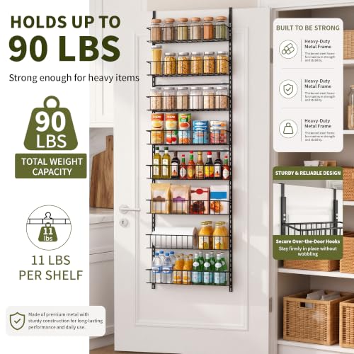 ElegantArray 8-Tier Pantry Door Organizer, Hanging Storage Basket, Black