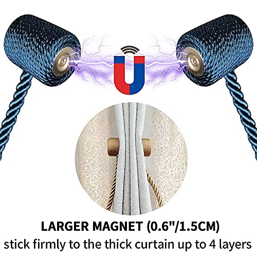 2Pack Magnetic Curtain Holdbacks Modern Upgrade Strong 16Inch Rope Ties New Twisted Handmade Rope Holdback Style Decorative Drapery Tie Backs for Home Office Window Draperies (Dark Coffee)