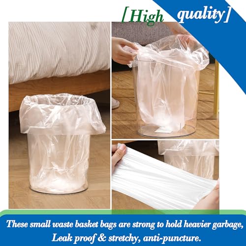 4 Gallon 100pcs Small Clear Trash Bags Strong Clear Garbage Bags, Bathroom Trash Can Bin Liners, Plastic Bags for Office Home Kitchen, Waste Basket Liner, Fit 12-15 Liter, 3-4 Gal（4G100-Clear）
