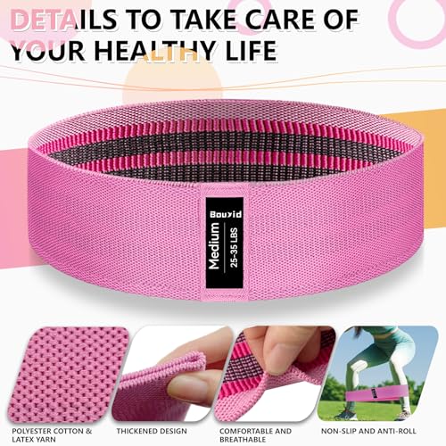 Resistance Bands for Working Out, 4 Levels Exercise Bands for Women & Men, Elastic Workout Band for Physical Therapy, Fabric Booty Band for Gym, Yoga, Pilates, Leg Training
